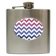 Pink Blue Black Ombre Chevron Hip Flask (6 Oz) by snowwhitegirl