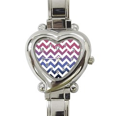 Pink Blue Black Ombre Chevron Heart Italian Charm Watch by snowwhitegirl