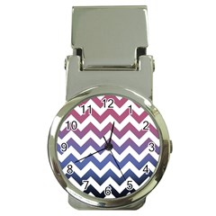 Pink Blue Black Ombre Chevron Money Clip Watches by snowwhitegirl