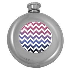 Pink Blue Black Ombre Chevron Round Hip Flask (5 Oz) by snowwhitegirl