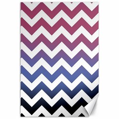 Pink Blue Black Ombre Chevron Canvas 12  X 18   by snowwhitegirl