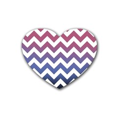 Pink Blue Black Ombre Chevron Rubber Coaster (heart) 