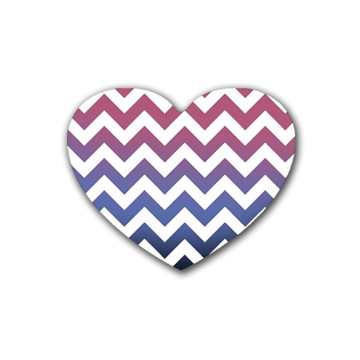 Pink Blue Black Ombre Chevron Rubber Coaster (Heart) 