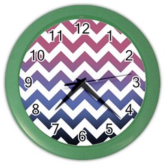 Pink Blue Black Ombre Chevron Color Wall Clock by snowwhitegirl