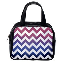 Pink Blue Black Ombre Chevron Classic Handbag (one Side) by snowwhitegirl