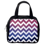 Pink Blue Black Ombre Chevron Classic Handbag (One Side) Front