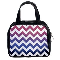 Pink Blue Black Ombre Chevron Classic Handbag (two Sides) by snowwhitegirl