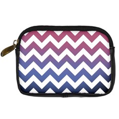 Pink Blue Black Ombre Chevron Digital Camera Leather Case by snowwhitegirl