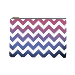 Pink Blue Black Ombre Chevron Cosmetic Bag (large) by snowwhitegirl