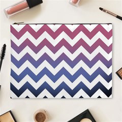 Pink Blue Black Ombre Chevron Cosmetic Bag (xl) by snowwhitegirl