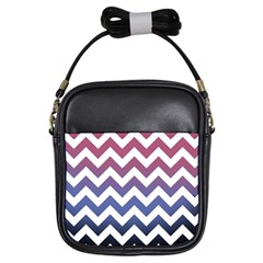 Pink Blue Black Ombre Chevron Girls Sling Bag by snowwhitegirl