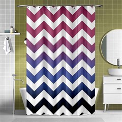 Pink Blue Black Ombre Chevron Shower Curtain 48  X 72  (small)  by snowwhitegirl