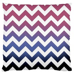 Pink Blue Black Ombre Chevron Large Cushion Case (one Side) by snowwhitegirl