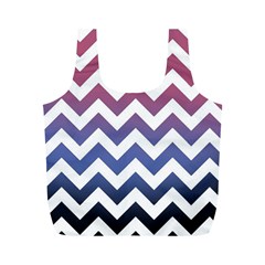 Pink Blue Black Ombre Chevron Full Print Recycle Bag (m) by snowwhitegirl