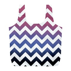 Pink Blue Black Ombre Chevron Full Print Recycle Bag (l) by snowwhitegirl