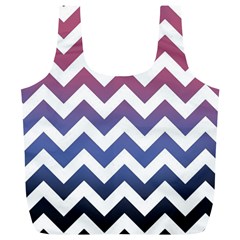 Pink Blue Black Ombre Chevron Full Print Recycle Bag (xl) by snowwhitegirl