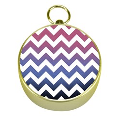 Pink Blue Black Ombre Chevron Gold Compasses by snowwhitegirl