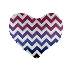 Pink Blue Black Ombre Chevron Standard 16  Premium Flano Heart Shape Cushions by snowwhitegirl