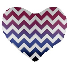 Pink Blue Black Ombre Chevron Large 19  Premium Flano Heart Shape Cushions by snowwhitegirl