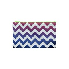 Pink Blue Black Ombre Chevron Cosmetic Bag (xs) by snowwhitegirl