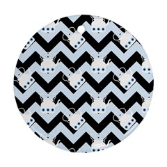 Blue Teapot Chevron Ornament (round) by snowwhitegirl