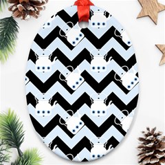 Blue Teapot Chevron Ornament (oval) by snowwhitegirl