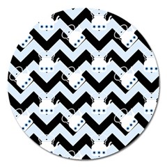 Blue Teapot Chevron Magnet 5  (round) by snowwhitegirl