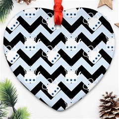 Blue Teapot Chevron Heart Ornament (two Sides) by snowwhitegirl