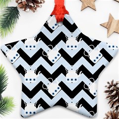 Blue Teapot Chevron Star Ornament (two Sides) by snowwhitegirl