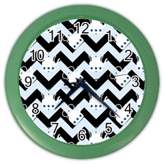 Blue Teapot Chevron Color Wall Clock by snowwhitegirl