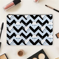 Blue Teapot Chevron Cosmetic Bag (large) by snowwhitegirl