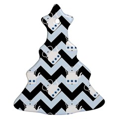 Blue Teapot Chevron Ornament (christmas Tree)  by snowwhitegirl