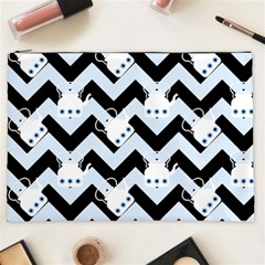 Blue Teapot Chevron Cosmetic Bag (xxl)