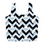 Blue Teapot Chevron Full Print Recycle Bag (L) Front