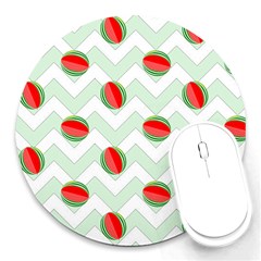 Watermelon Chevron Green Round Mousepads by snowwhitegirl