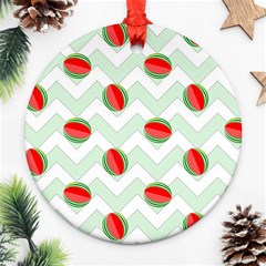 Watermelon Chevron Green Ornament (round) by snowwhitegirl