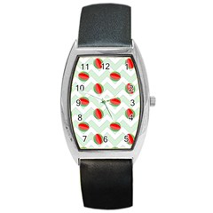 Watermelon Chevron Green Barrel Style Metal Watch