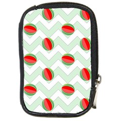 Watermelon Chevron Green Compact Camera Leather Case by snowwhitegirl