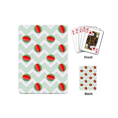 Watermelon Chevron Green Playing Cards (mini)  by snowwhitegirl