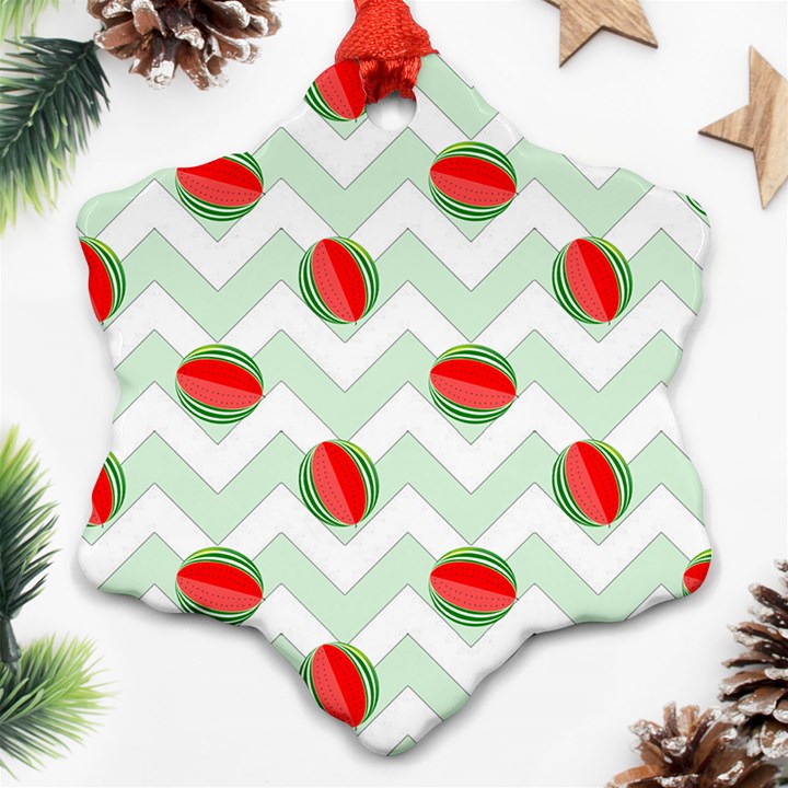 Watermelon Chevron Green Ornament (Snowflake)