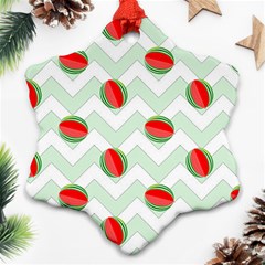 Watermelon Chevron Green Snowflake Ornament (two Sides) by snowwhitegirl