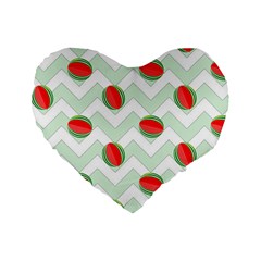 Watermelon Chevron Green Standard 16  Premium Heart Shape Cushions by snowwhitegirl