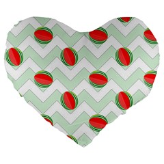 Watermelon Chevron Green Large 19  Premium Heart Shape Cushions by snowwhitegirl