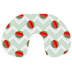 Watermelon Chevron Green Travel Neck Pillows by snowwhitegirl