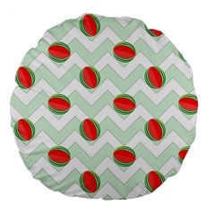 Watermelon Chevron Green Large 18  Premium Flano Round Cushions by snowwhitegirl