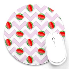 Watermelon Chevron Round Mousepads by snowwhitegirl