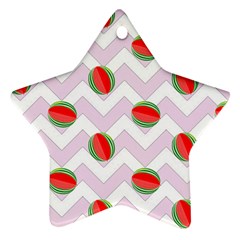 Watermelon Chevron Ornament (star) by snowwhitegirl