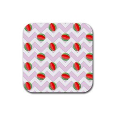 Watermelon Chevron Rubber Coaster (square)  by snowwhitegirl