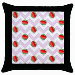 Watermelon Chevron Throw Pillow Case (black) by snowwhitegirl