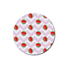 Watermelon Chevron Rubber Round Coaster (4 Pack)  by snowwhitegirl